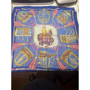 Women's Hermès Blue Gold Les Muserolles Silk Scarf One Size